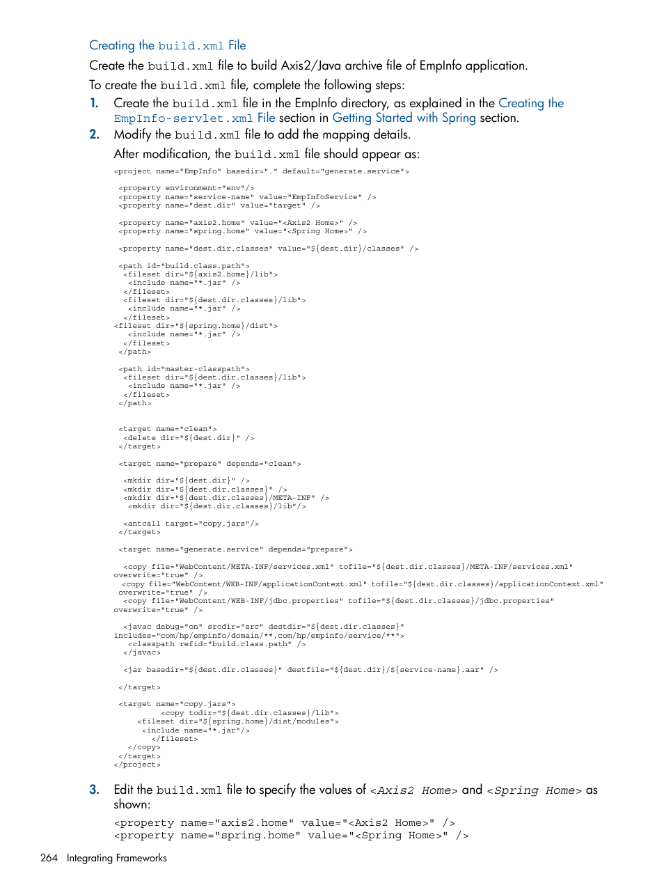 Creating the build.xml file | HP Integrity NonStop J-Series User Manual | Page 264 / 351