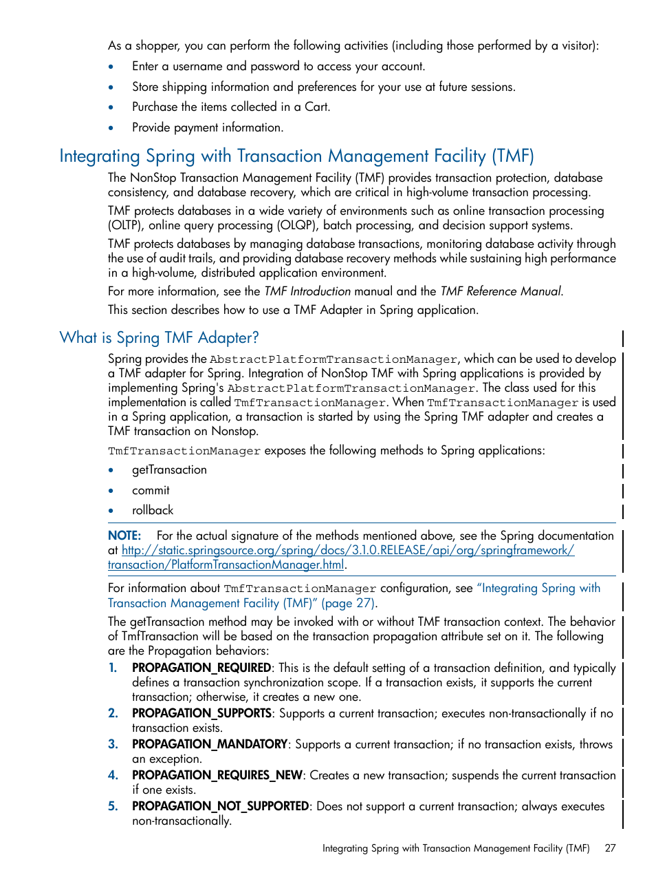 What is spring tmf adapter | HP Integrity NonStop J-Series User Manual | Page 27 / 351