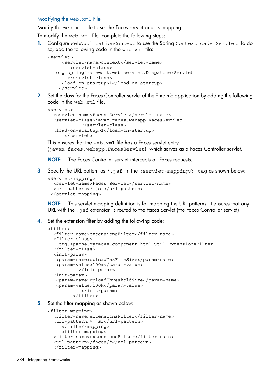 Modifying the web.xml file | HP Integrity NonStop J-Series User Manual | Page 284 / 351