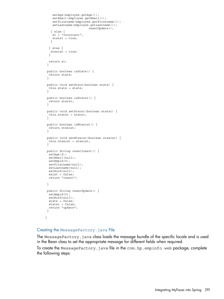 Creating the messagefactory.java file | HP Integrity NonStop J-Series User Manual | Page 291 / 351