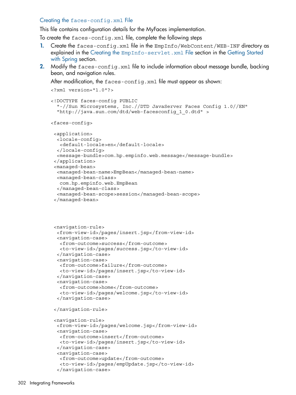 Creating the faces-config.xml file | HP Integrity NonStop J-Series User Manual | Page 302 / 351