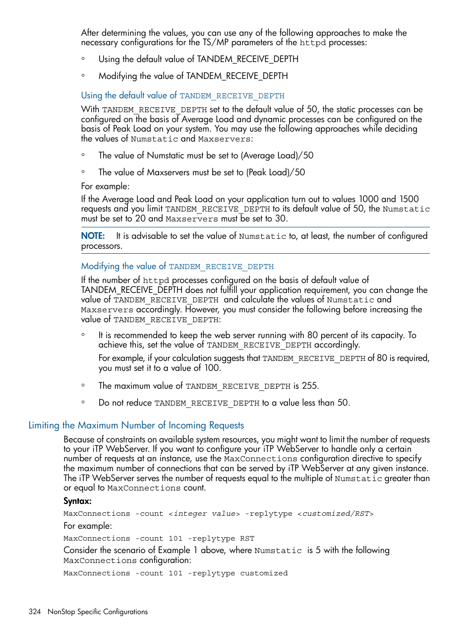 Limiting the maximum number of incoming requests | HP Integrity NonStop J-Series User Manual | Page 324 / 351