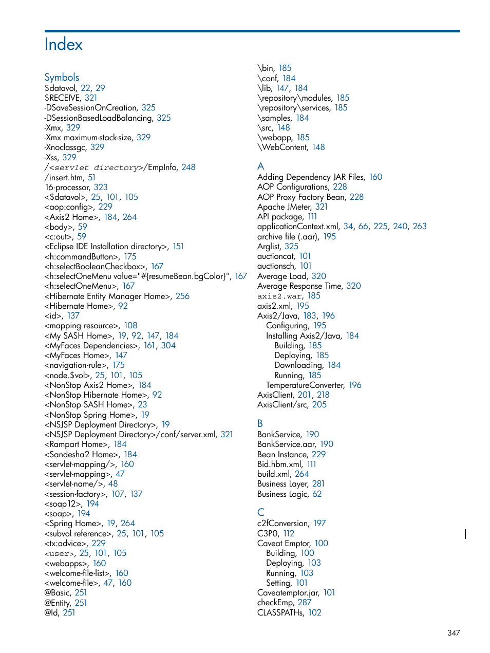 Index | HP Integrity NonStop J-Series User Manual | Page 347 / 351