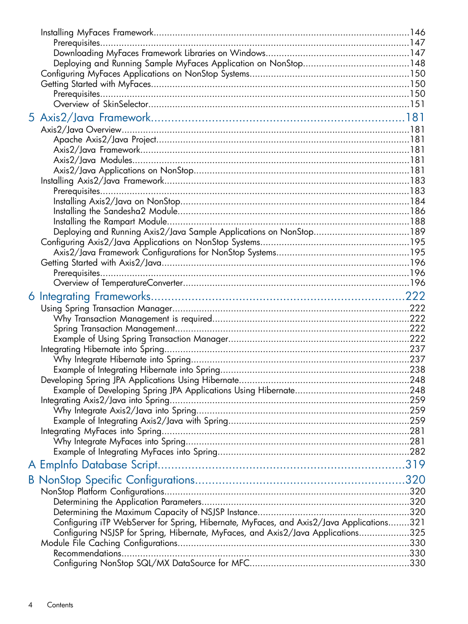 5 axis2/java framework, 6 integrating frameworks | HP Integrity NonStop J-Series User Manual | Page 4 / 351