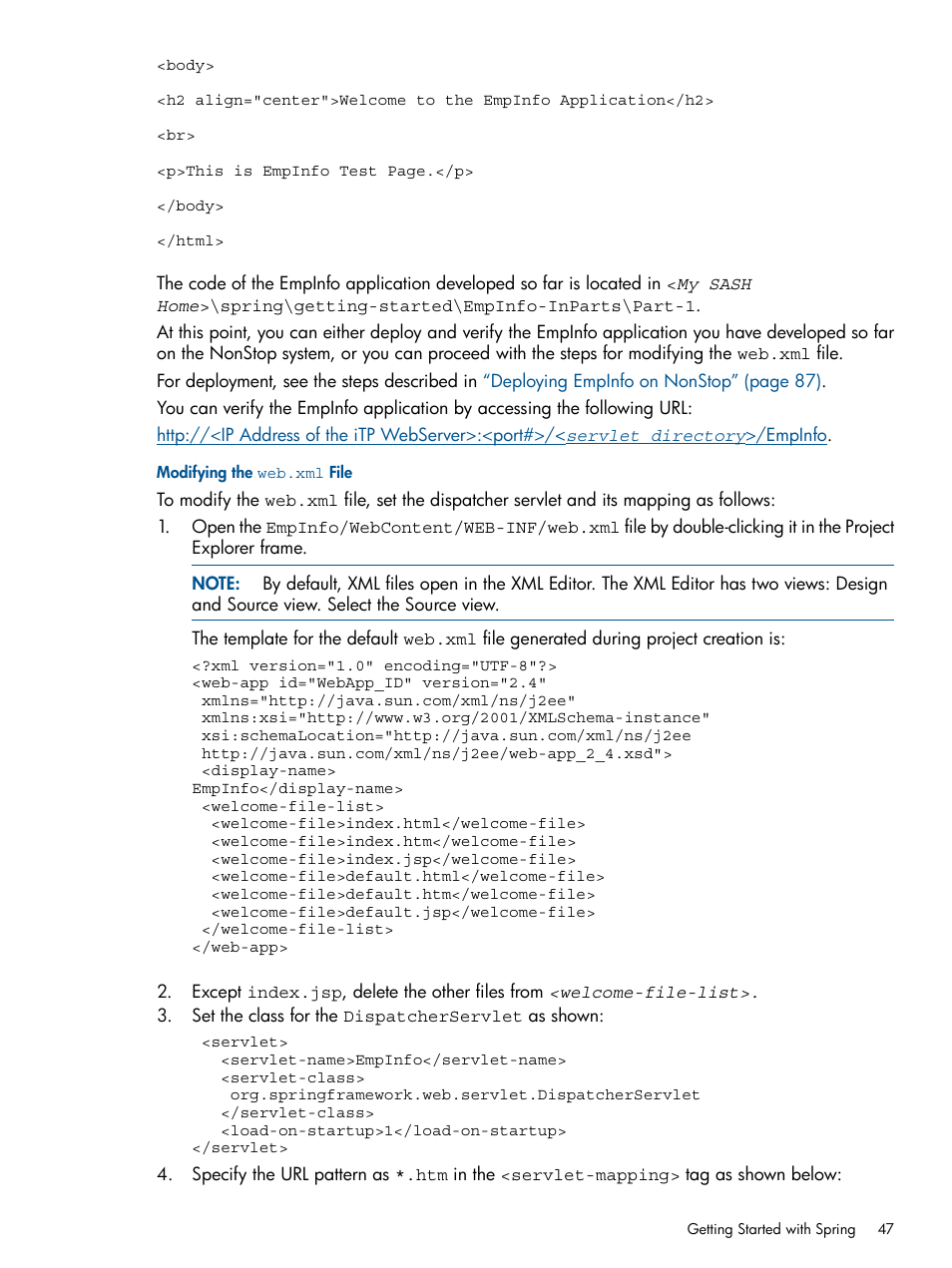 Modifying the web.xml file | HP Integrity NonStop J-Series User Manual | Page 47 / 351