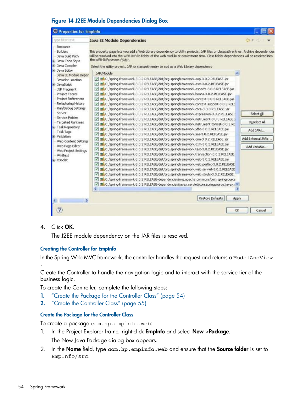 Creating the controller for empinfo, Create the package for the controller class | HP Integrity NonStop J-Series User Manual | Page 54 / 351