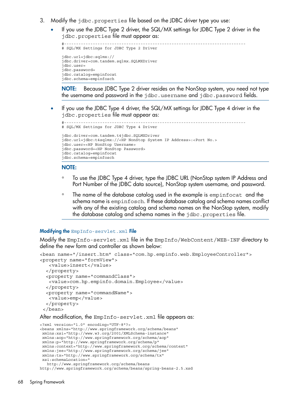 Modifying the empinfo-servlet.xml file | HP Integrity NonStop J-Series User Manual | Page 68 / 351