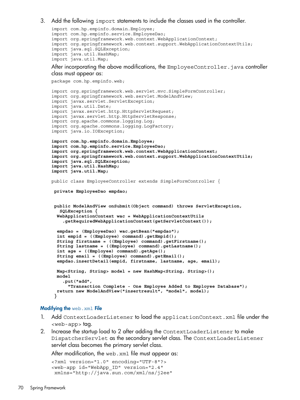 Modifying the web.xml file | HP Integrity NonStop J-Series User Manual | Page 70 / 351