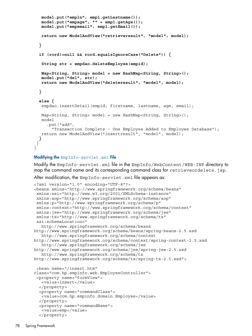 Modifying the empinfo-servlet.xml file | HP Integrity NonStop J-Series User Manual | Page 78 / 351