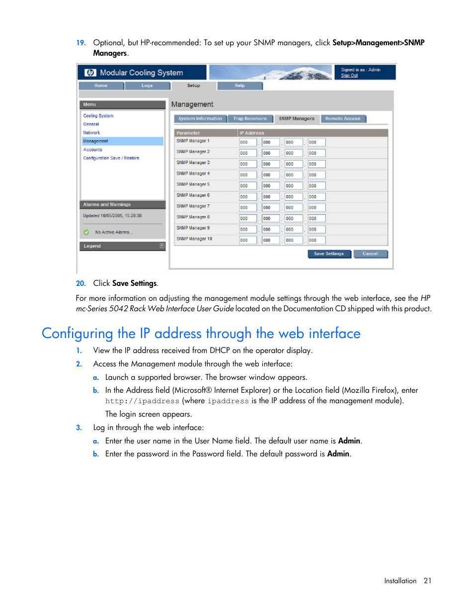 HP Modular Cooling System User Manual | Page 21 / 80