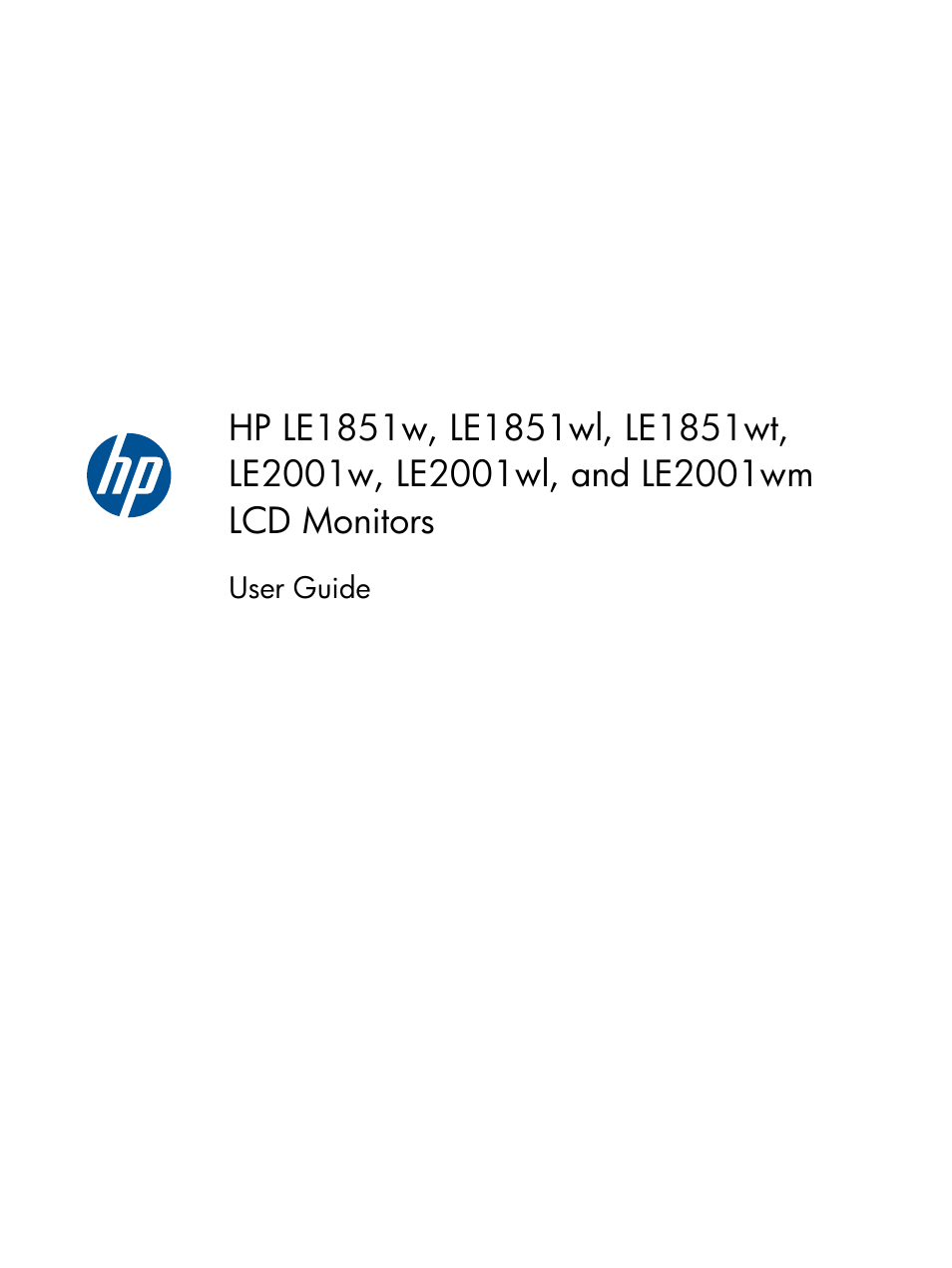 HP LE2001w 20-inch Widescreen LCD Monitor User Manual | 50 pages