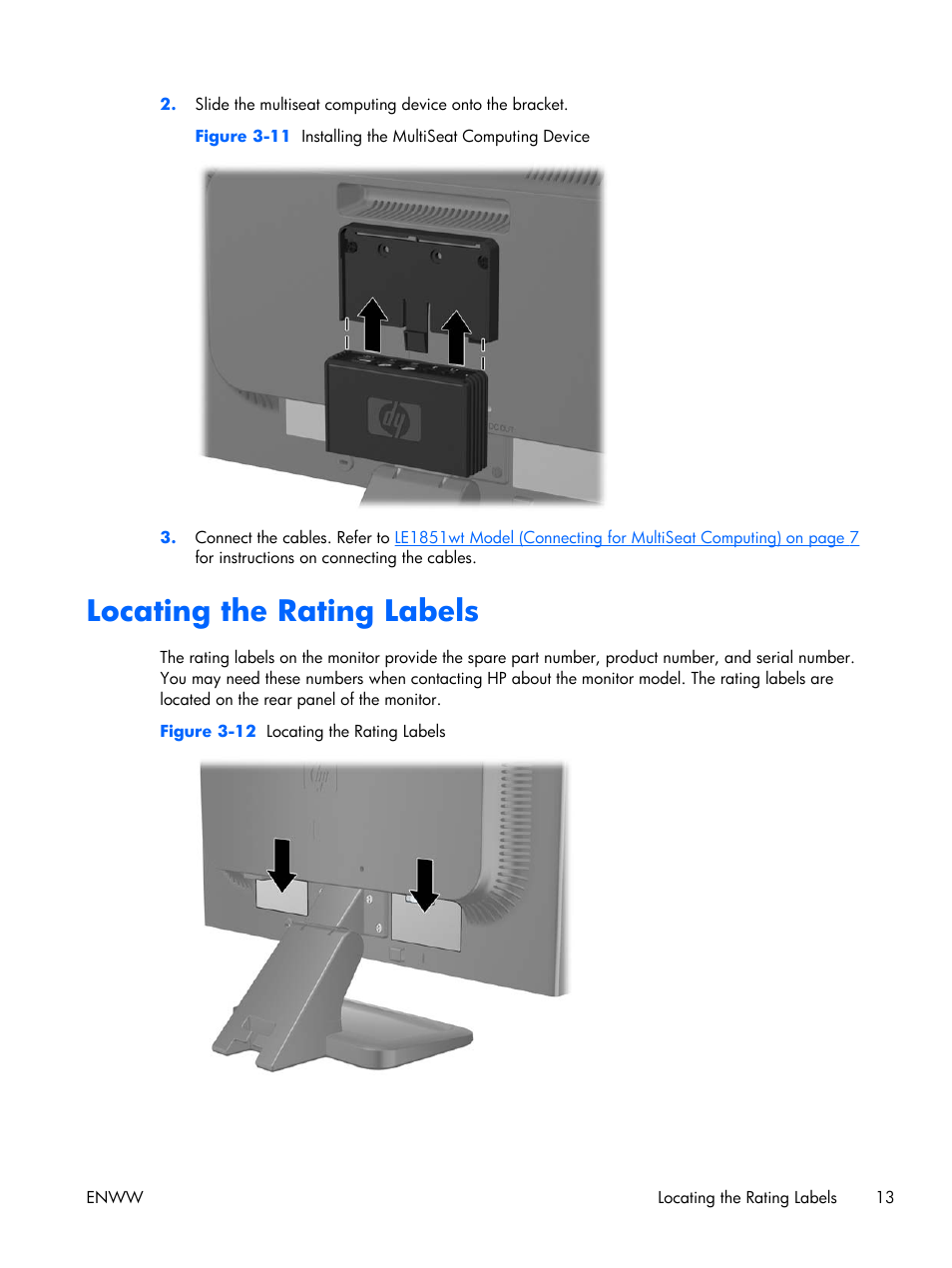 Locating the rating labels | HP LE2001w 20-inch Widescreen LCD Monitor User Manual | Page 21 / 50