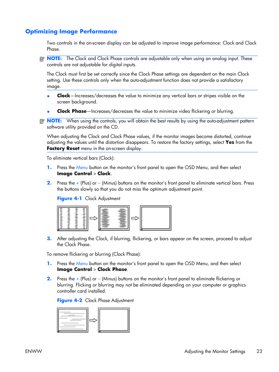 Optimizing image performance | HP LE2001w 20-inch Widescreen LCD Monitor User Manual | Page 31 / 50