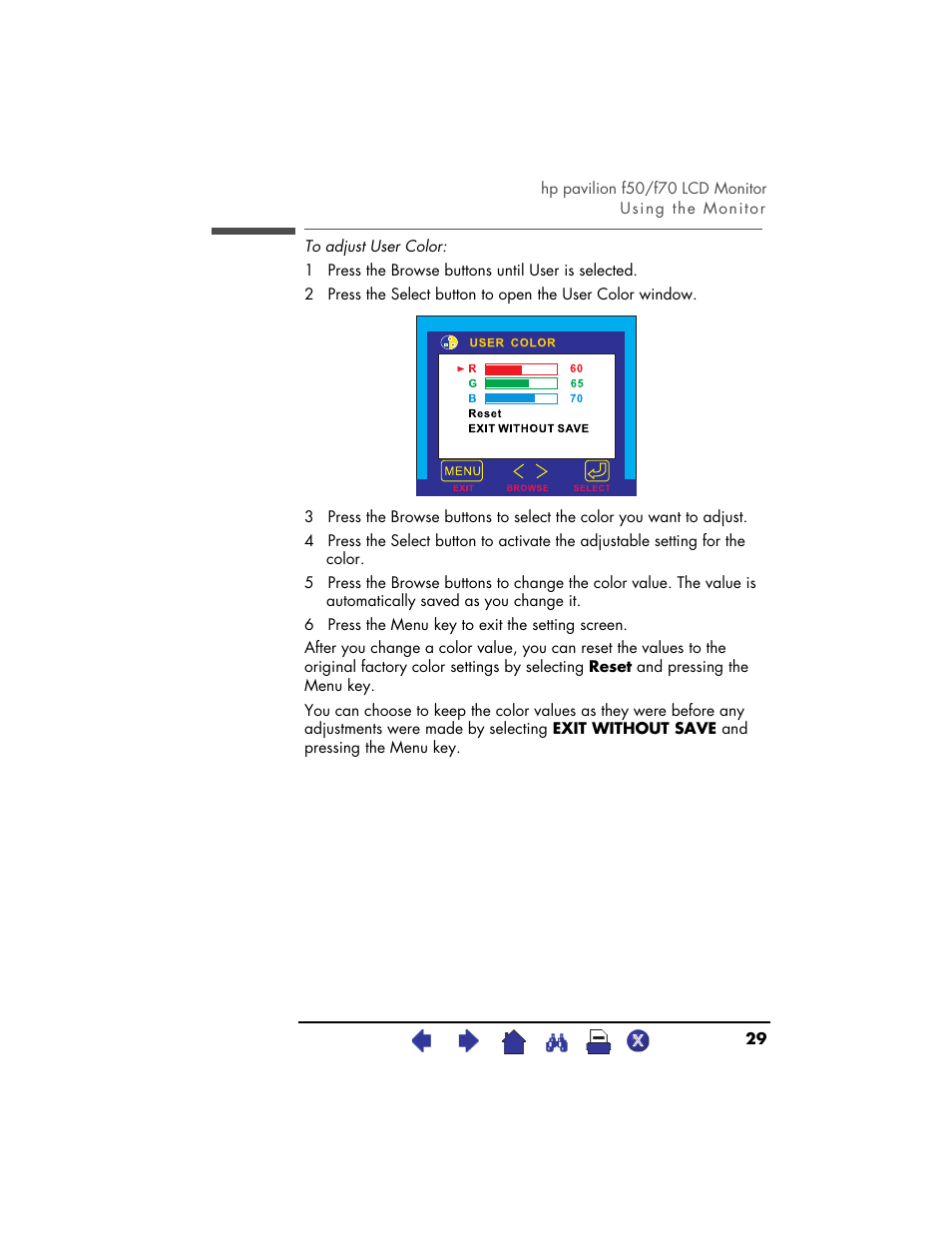 HP Pavilion f70 17 inch Flat Panel Monitor User Manual | Page 29 / 50