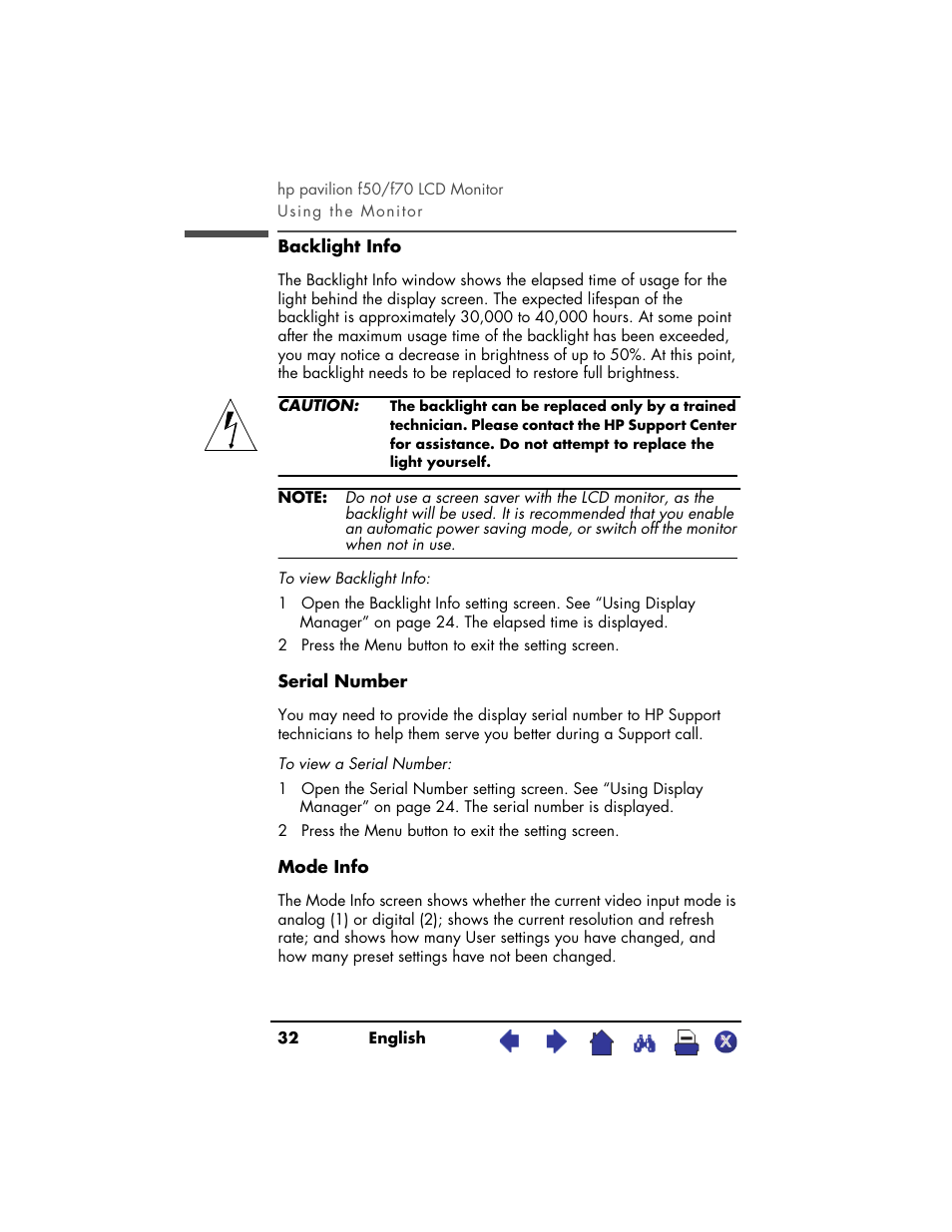 HP Pavilion f70 17 inch Flat Panel Monitor User Manual | Page 32 / 50