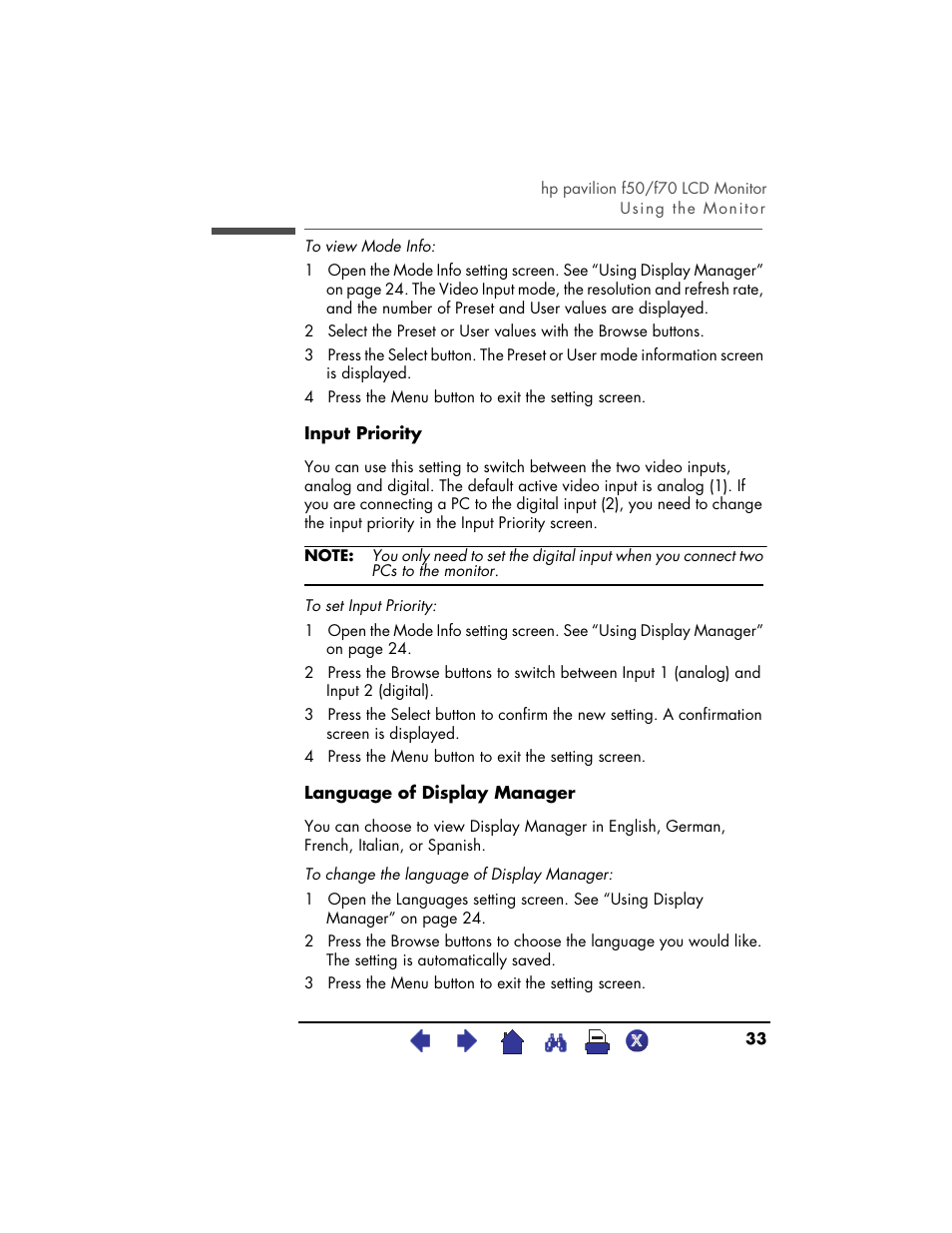 HP Pavilion f70 17 inch Flat Panel Monitor User Manual | Page 33 / 50