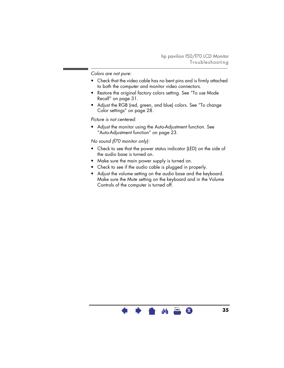 HP Pavilion f70 17 inch Flat Panel Monitor User Manual | Page 35 / 50