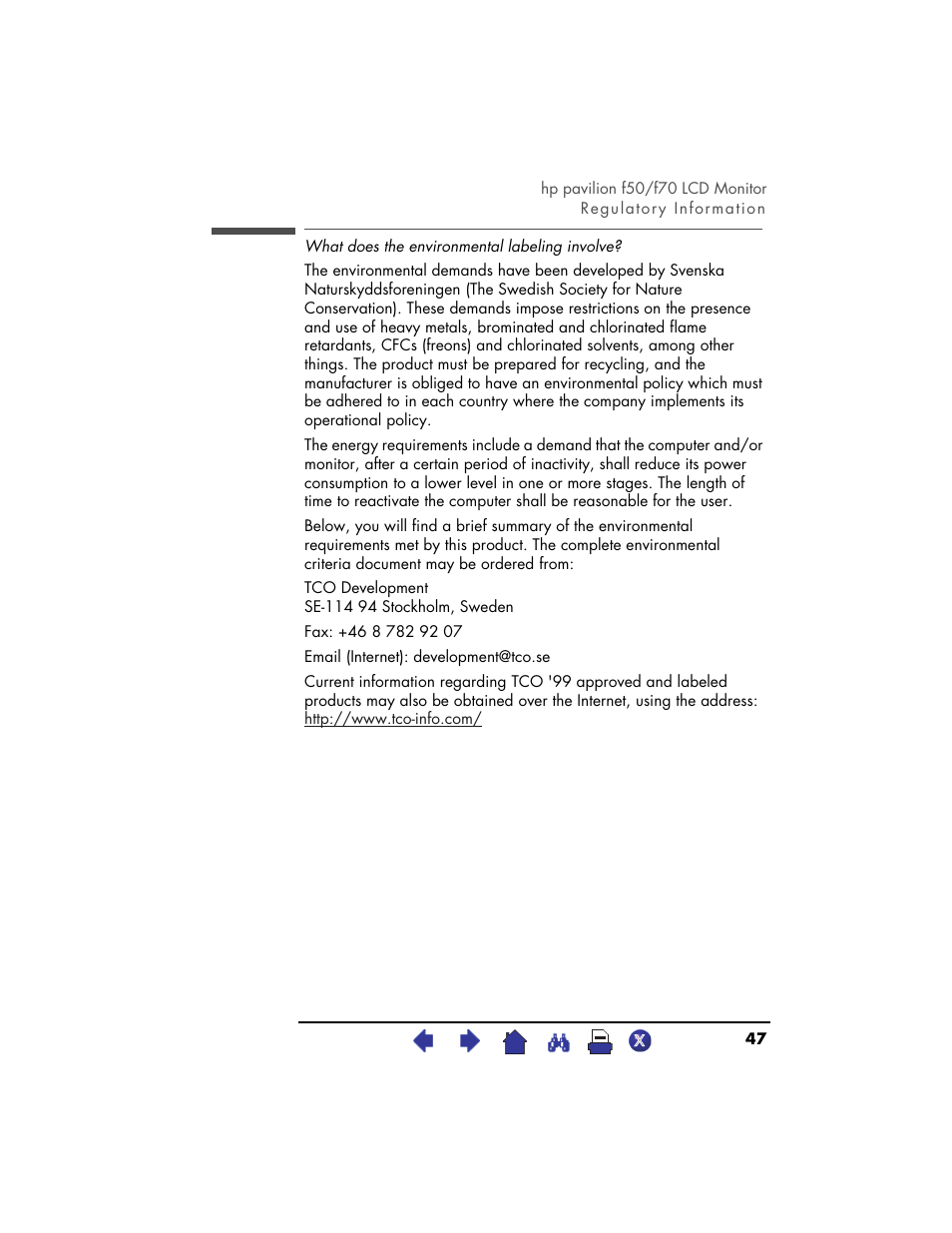 HP Pavilion f70 17 inch Flat Panel Monitor User Manual | Page 47 / 50