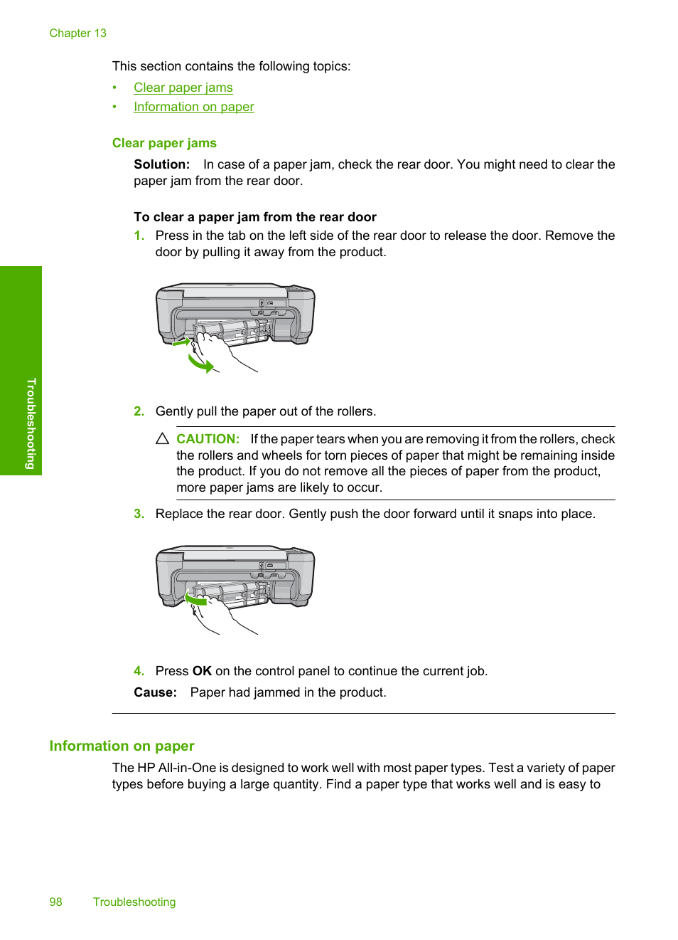 Information on paper | HP Photosmart C4435 All-in-One Printer User Manual | Page 101 / 243