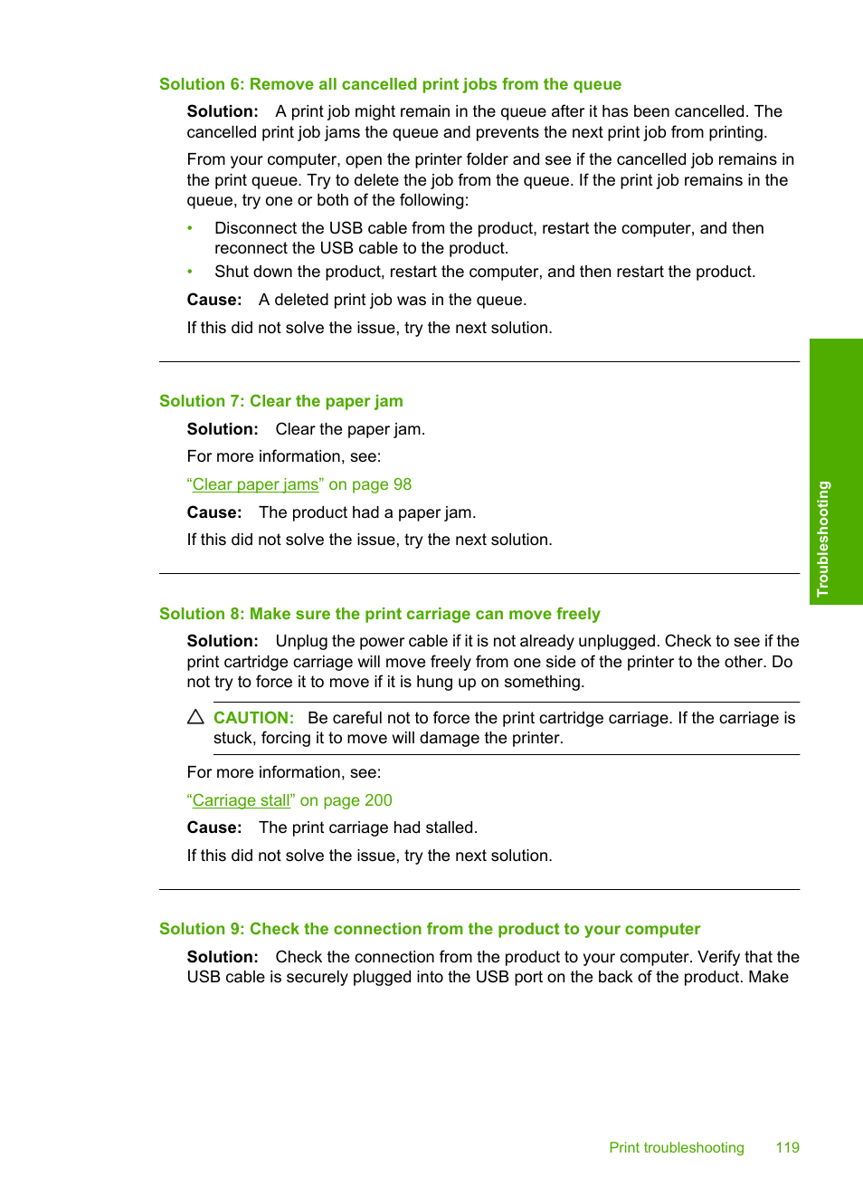 Solution 7: clear the paper jam | HP Photosmart C4435 All-in-One Printer User Manual | Page 122 / 243