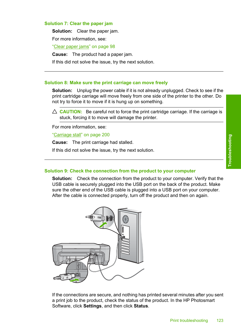 Solution 7: clear the paper jam | HP Photosmart C4435 All-in-One Printer User Manual | Page 126 / 243
