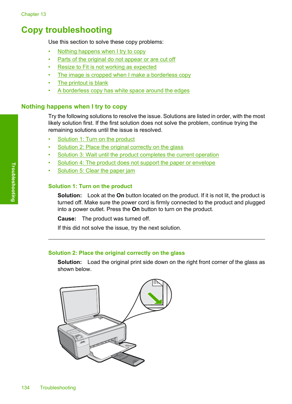 Copy troubleshooting, Nothing happens when i try to copy | HP Photosmart C4435 All-in-One Printer User Manual | Page 137 / 243