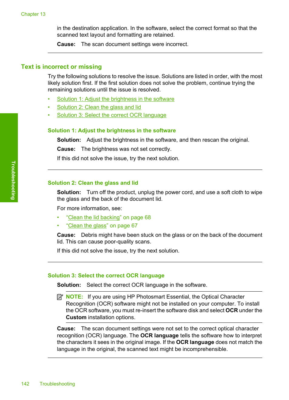 Text is incorrect or missing | HP Photosmart C4435 All-in-One Printer User Manual | Page 145 / 243