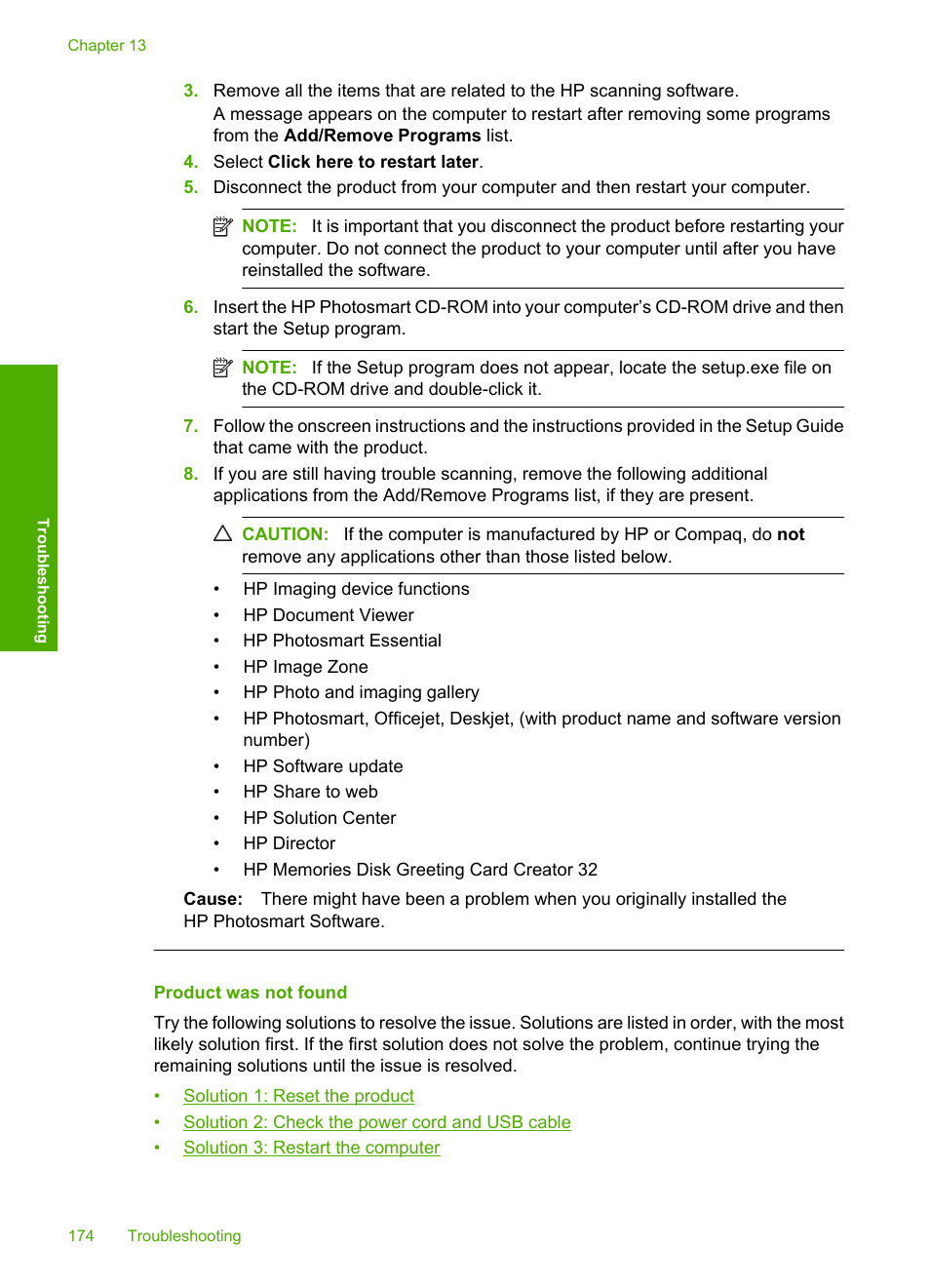 Product was not found | HP Photosmart C4435 All-in-One Printer User Manual | Page 177 / 243