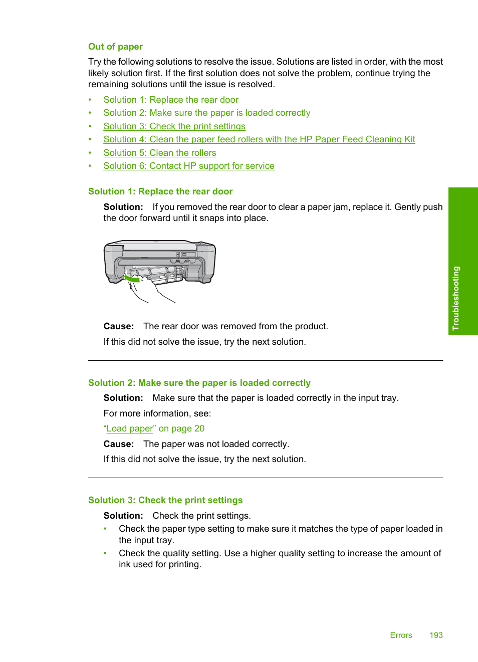 Out of paper | HP Photosmart C4435 All-in-One Printer User Manual | Page 196 / 243