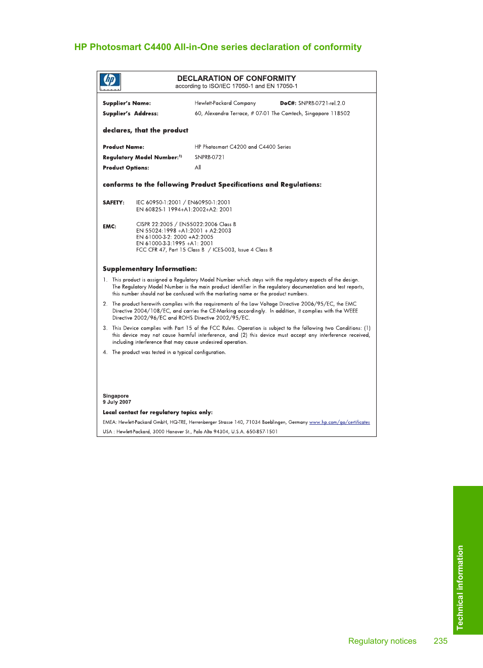 HP Photosmart C4435 All-in-One Printer User Manual | Page 238 / 243