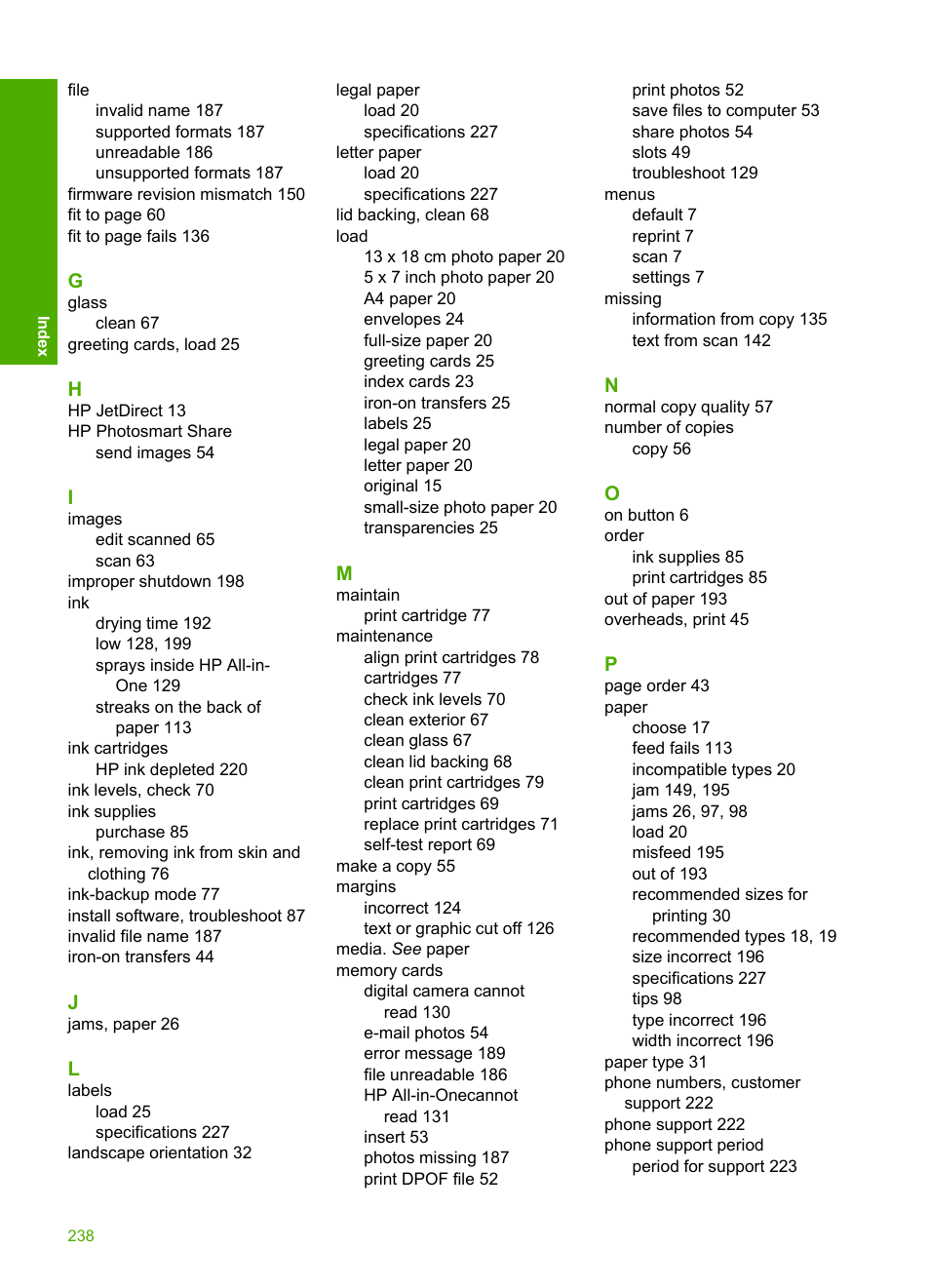 HP Photosmart C4435 All-in-One Printer User Manual | Page 241 / 243