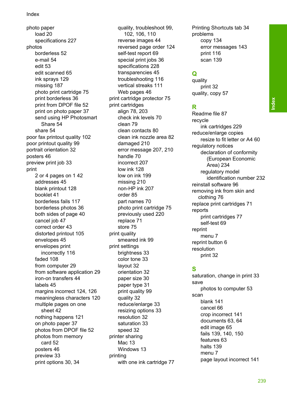 HP Photosmart C4435 All-in-One Printer User Manual | Page 242 / 243