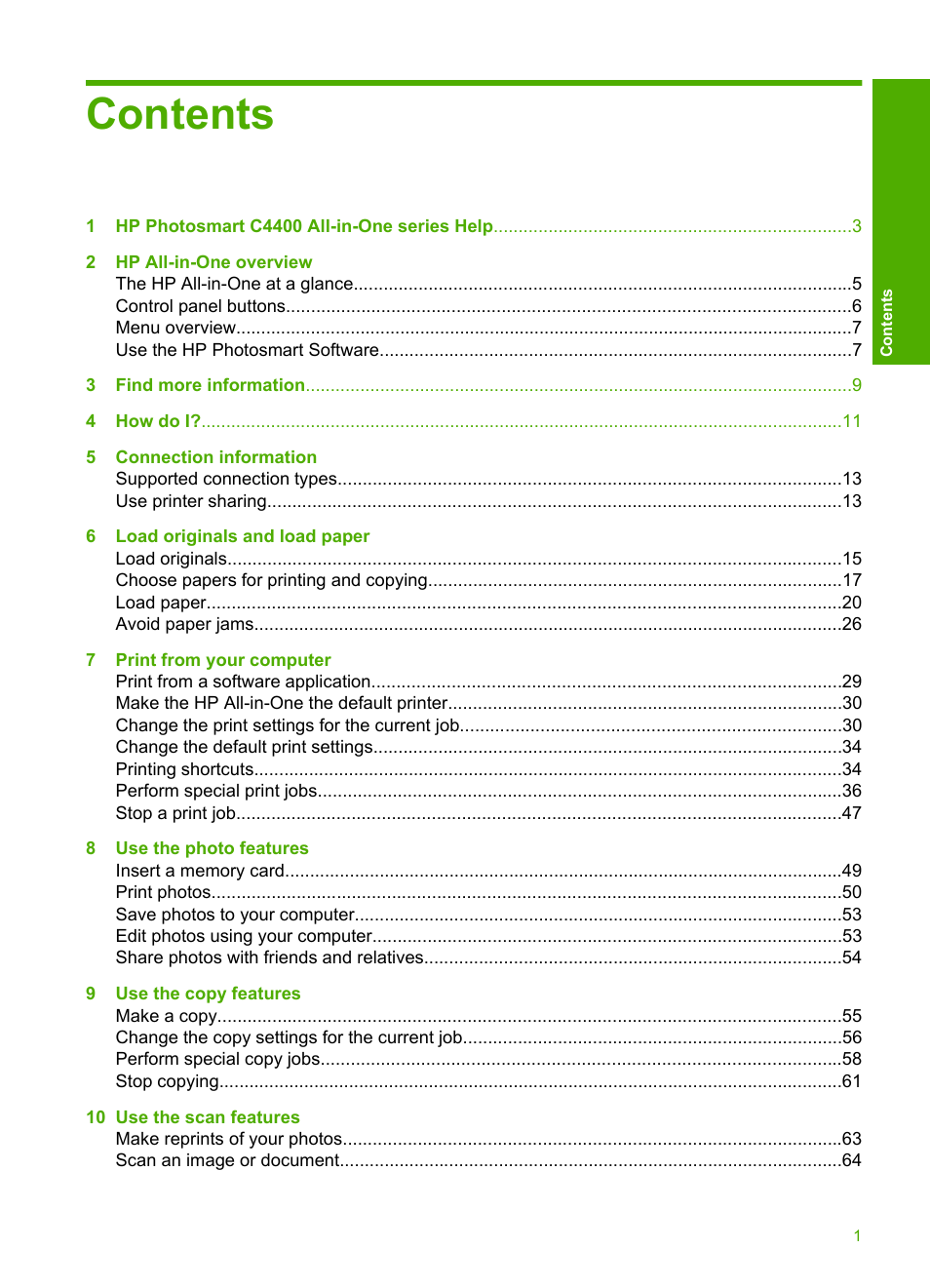 HP Photosmart C4435 All-in-One Printer User Manual | Page 4 / 243