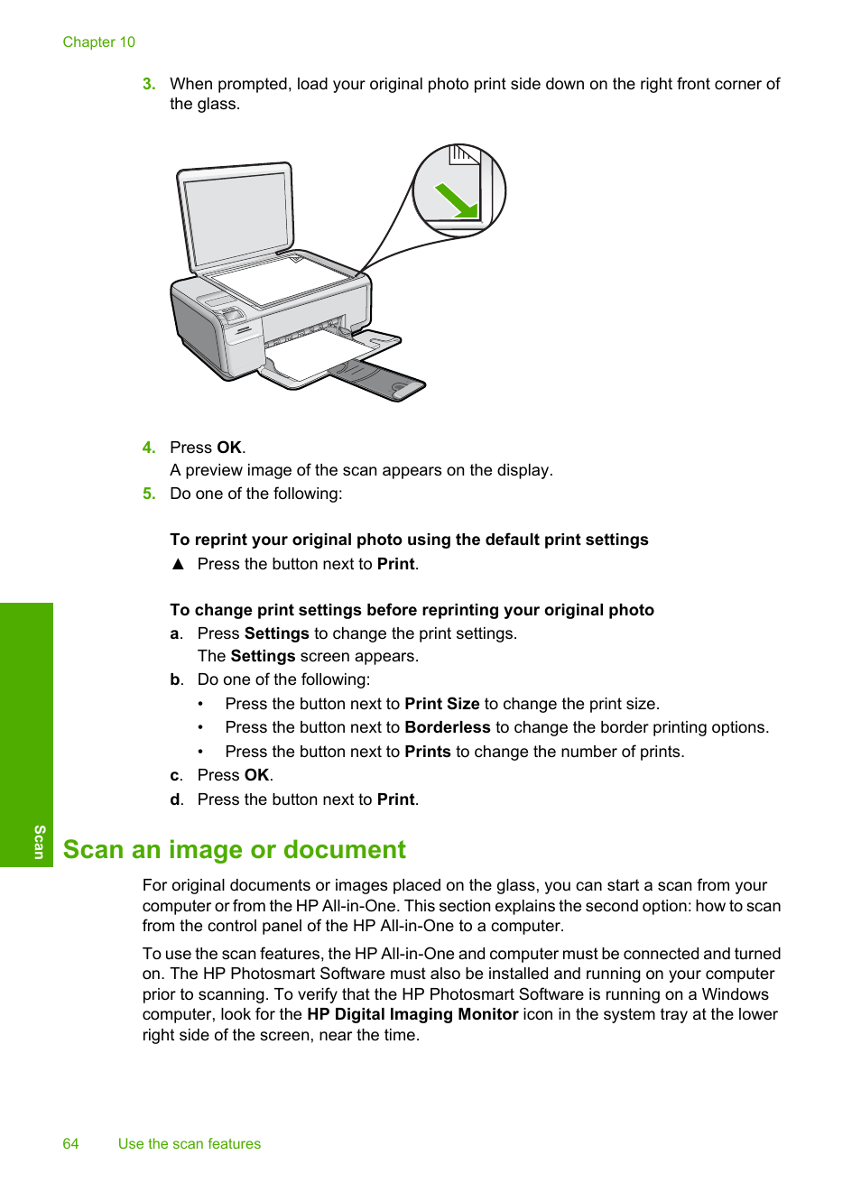 Scan an image or document | HP Photosmart C4435 All-in-One Printer User Manual | Page 67 / 243