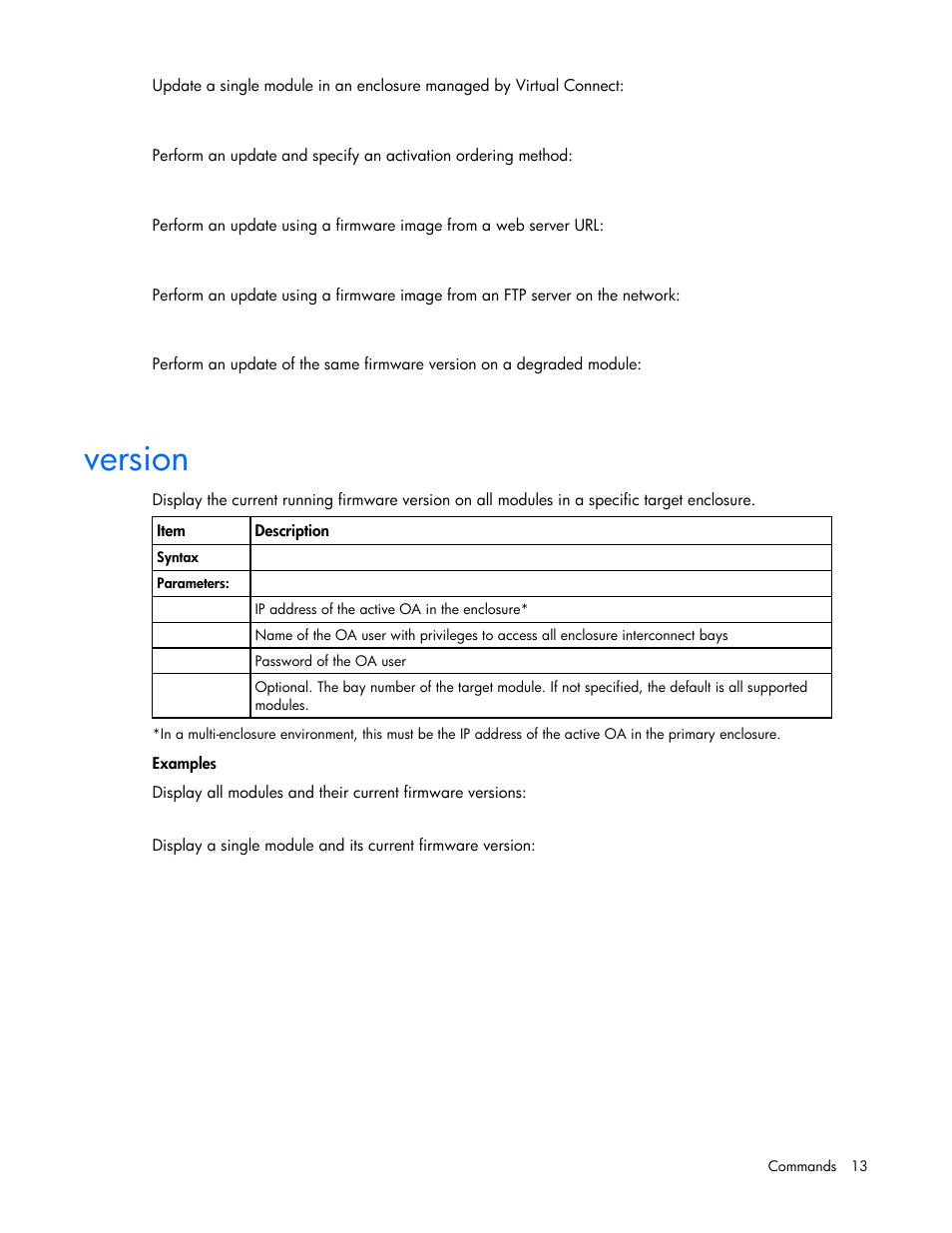 Version | HP Virtual Connect Flex-10 10Gb Ethernet Module for c-Class BladeSystem User Manual | Page 13 / 17