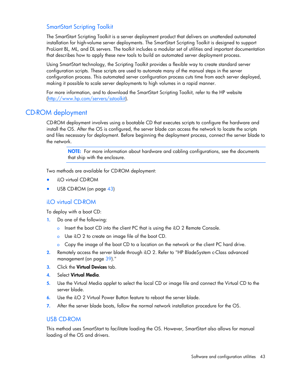 Cd-rom deployment | HP ProLiant BL2x220c G5 Server-Blade User Manual | Page 43 / 92