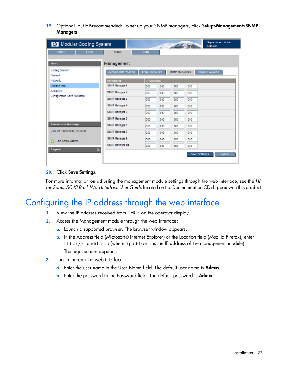 HP Modular Cooling System User Manual | Page 22 / 78