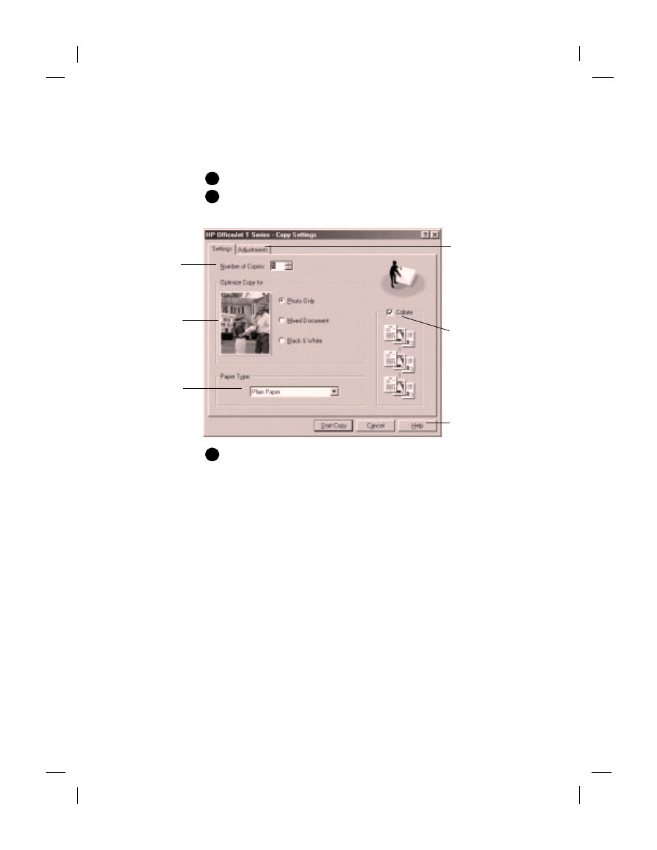 Copying, Copying 2-4 | HP Officejet t45xi All-in-One Printer User Manual | Page 16 / 66