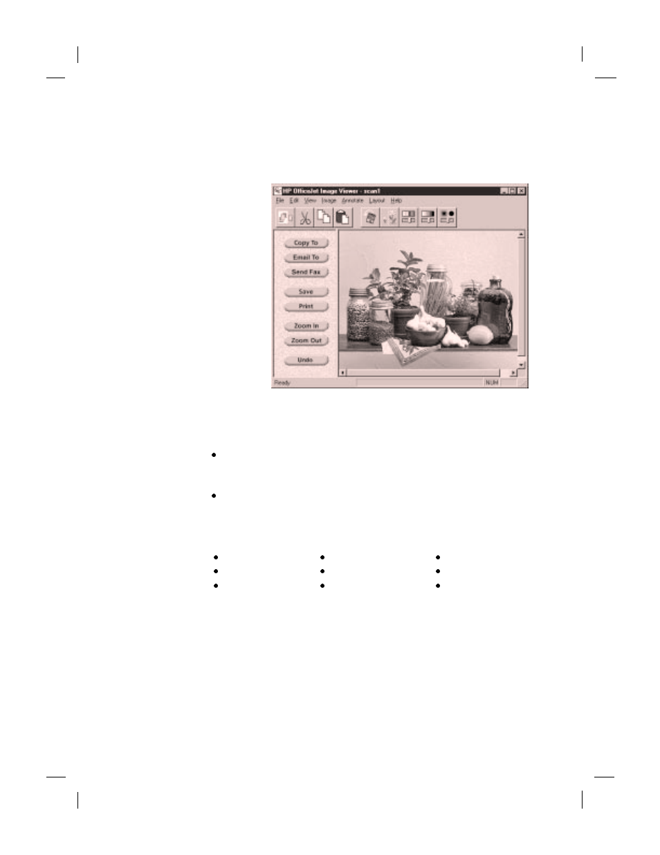 Using the image viewer, Using the image viewer 2-6, Selecting the area you want to edit | Editing images with the image viewer | HP Officejet t45xi All-in-One Printer User Manual | Page 18 / 66