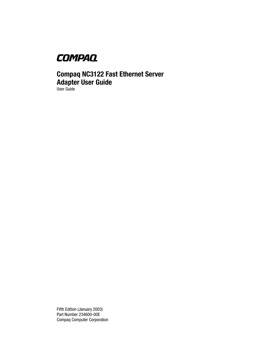 HP NC3122 Fast Ethernet Server Adapter User Manual | 19 pages