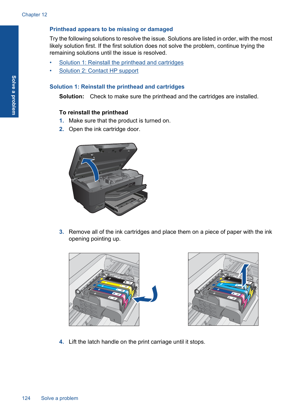 Printhead appears to be missing or damaged | HP Photosmart Premium C309 User Manual | Page 127 / 163