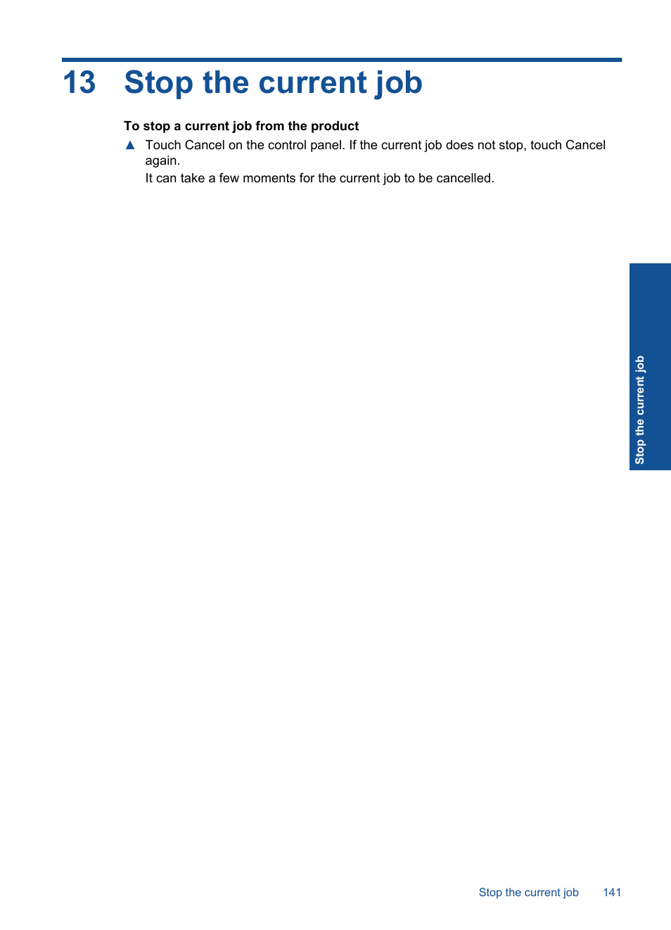 13 stop the current job | HP Photosmart Premium C309 User Manual | Page 144 / 163