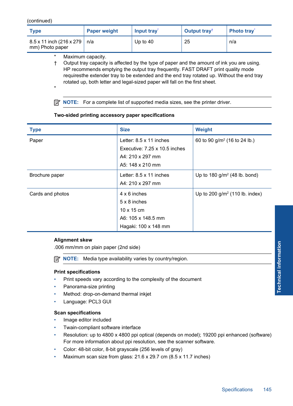 Tray | HP Photosmart Premium C309 User Manual | Page 148 / 163