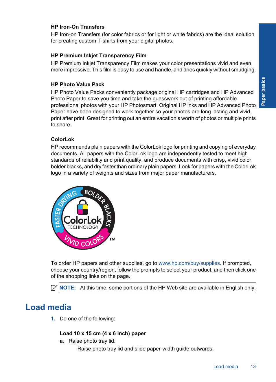 Load media | HP Photosmart Premium C309 User Manual | Page 16 / 163