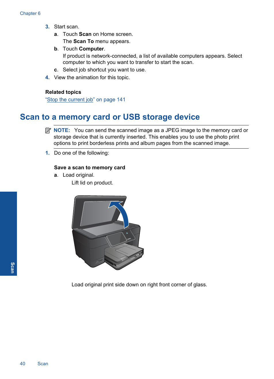 Scan to a memory card or usb storage device | HP Photosmart Premium C309 User Manual | Page 43 / 163