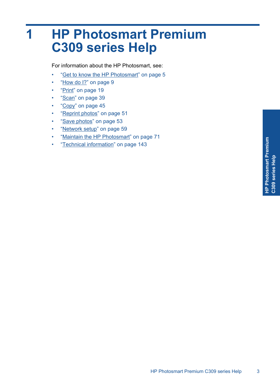 Hp photosmart premium c309 series help, 1 hp photosmart premium c309 series help, 1hp photosmart premium c309 series help | HP Photosmart Premium C309 User Manual | Page 6 / 163