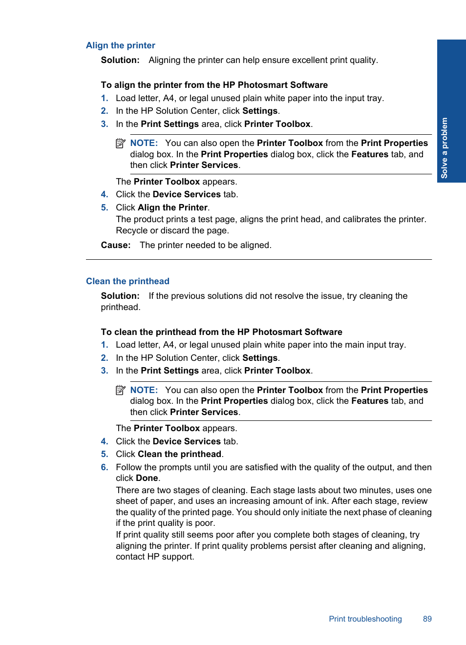 Align the printer, Clean the printhead | HP Photosmart Premium C309 User Manual | Page 92 / 163