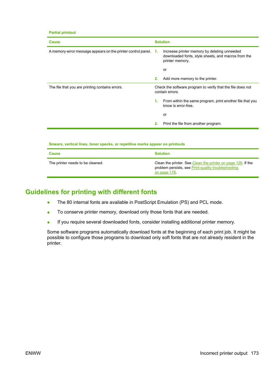 Guidelines for printing with different fonts | HP Color LaserJet CP3505 Printer series User Manual | Page 185 / 226