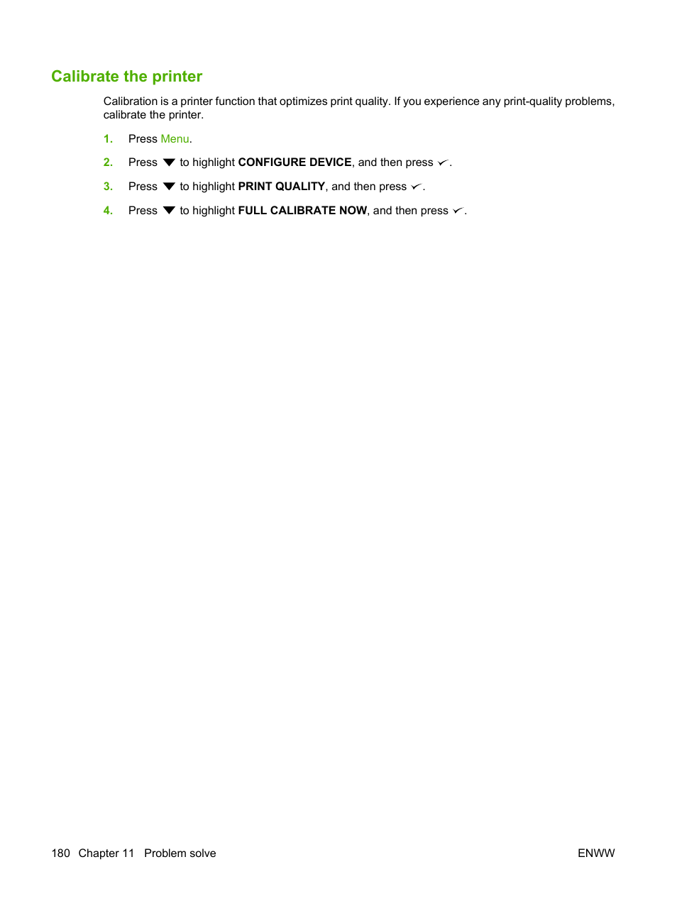 Calibrate the printer, Calibrate the | HP Color LaserJet CP3505 Printer series User Manual | Page 192 / 226