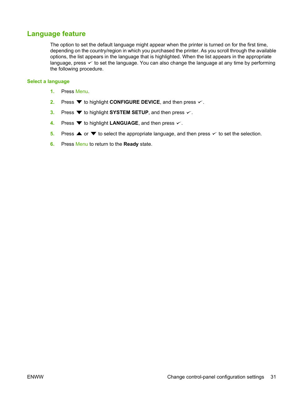 Language feature | HP Color LaserJet CP3505 Printer series User Manual | Page 43 / 226